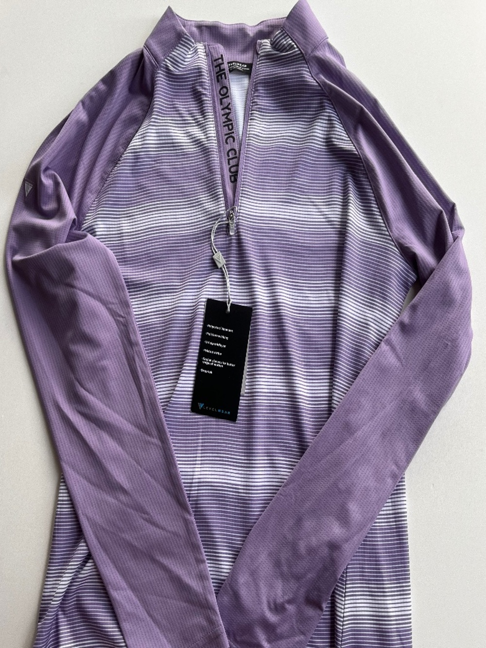 Levelwear Lilac with white stripes Golf Polo long sleeve size S